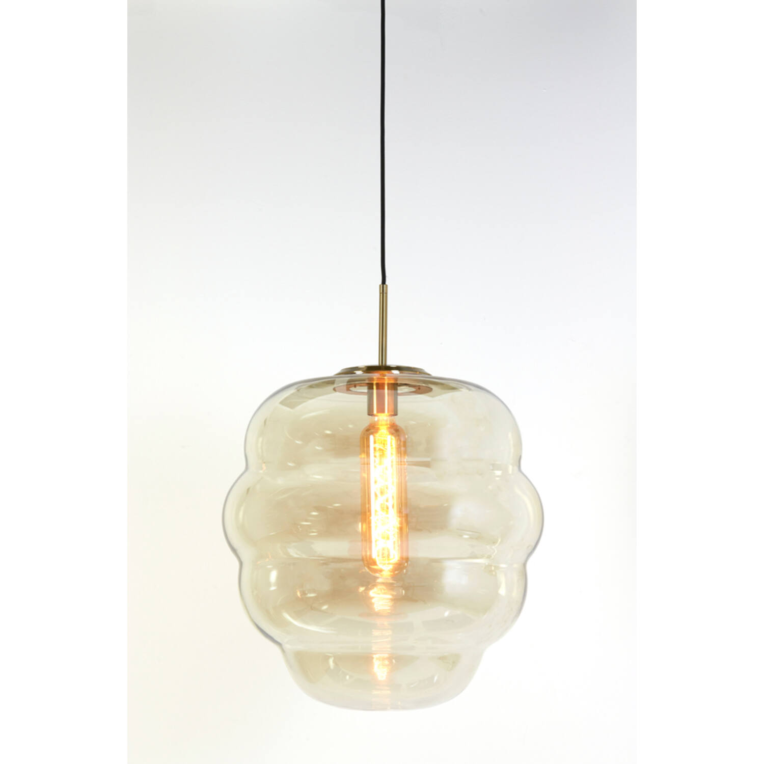 Lampe suspendue rétro dorée ovale en verre fumé Light & Living Misty – Image 7