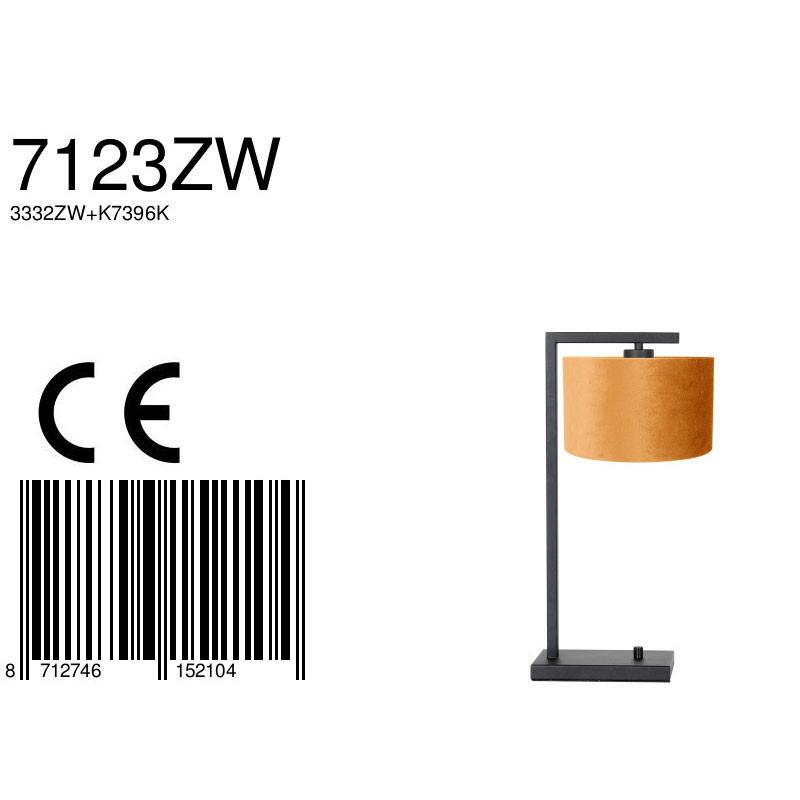 Lampe de table élégante noire abat-jour jaune ocre Steinhauer Stang noir – Image 7