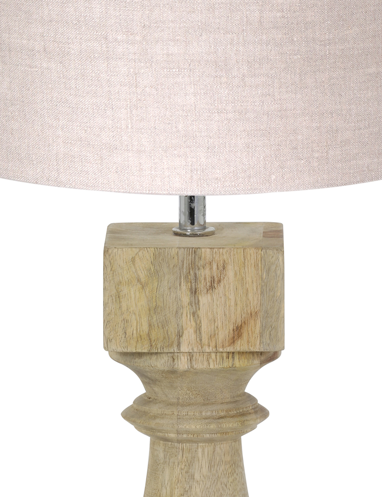 Lampe de table en bois abat-jour beige rustique Light & Living Cumani – Image 2