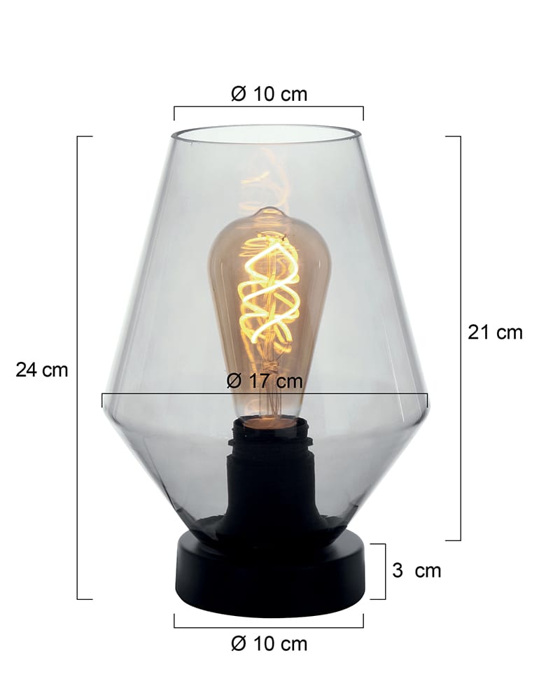 Lampe de table en verre fumé Steinhauer Ancilla noir – Image 3