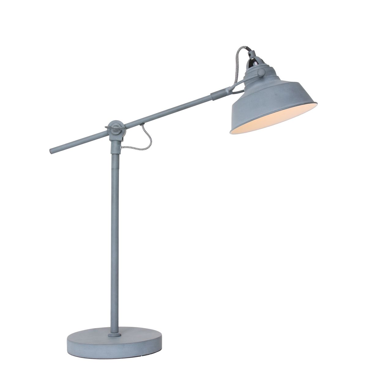 Lampe de table industrielle en métal gris Mexlite Nove – Image 10