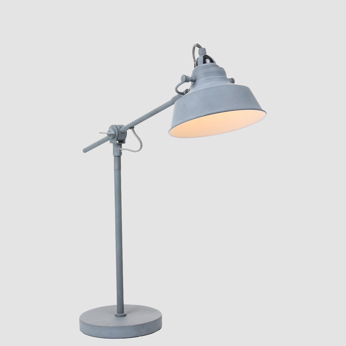 Lampe de table industrielle en métal gris Mexlite Nove – Image 14