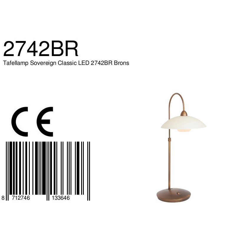 Lampe de table classique en verre et métal bronze Steinhauer Sovereign classic – Image 7