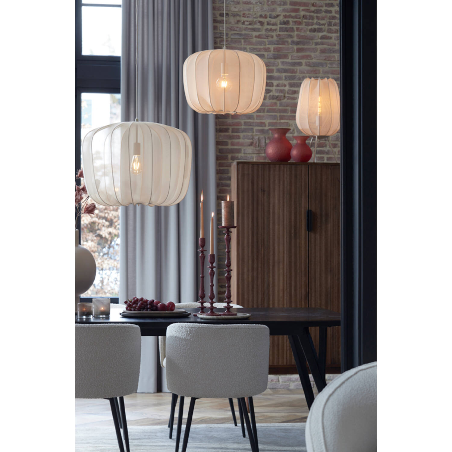 Lampe de table moderne blanche en filet Light & Living Plumeria – Image 3
