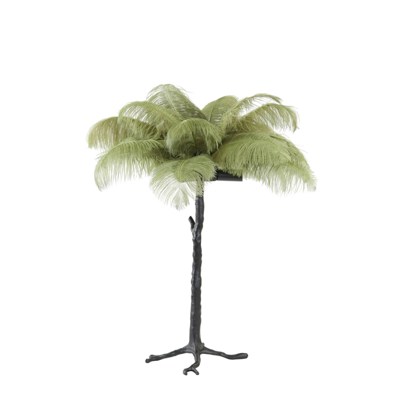 Lampe de table moderne noire avec des plumes d'autruche vertes Light & Living Feather – Image 2