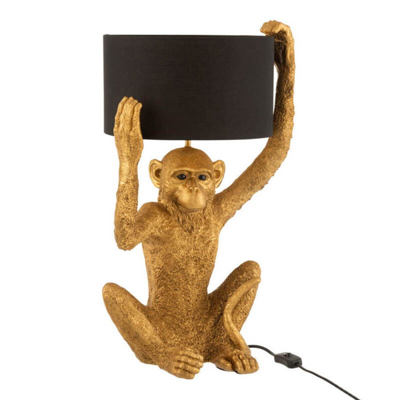 lampe-de-table-moderne-noire-et-doree-singe-jolipa-monkey-poly-16047