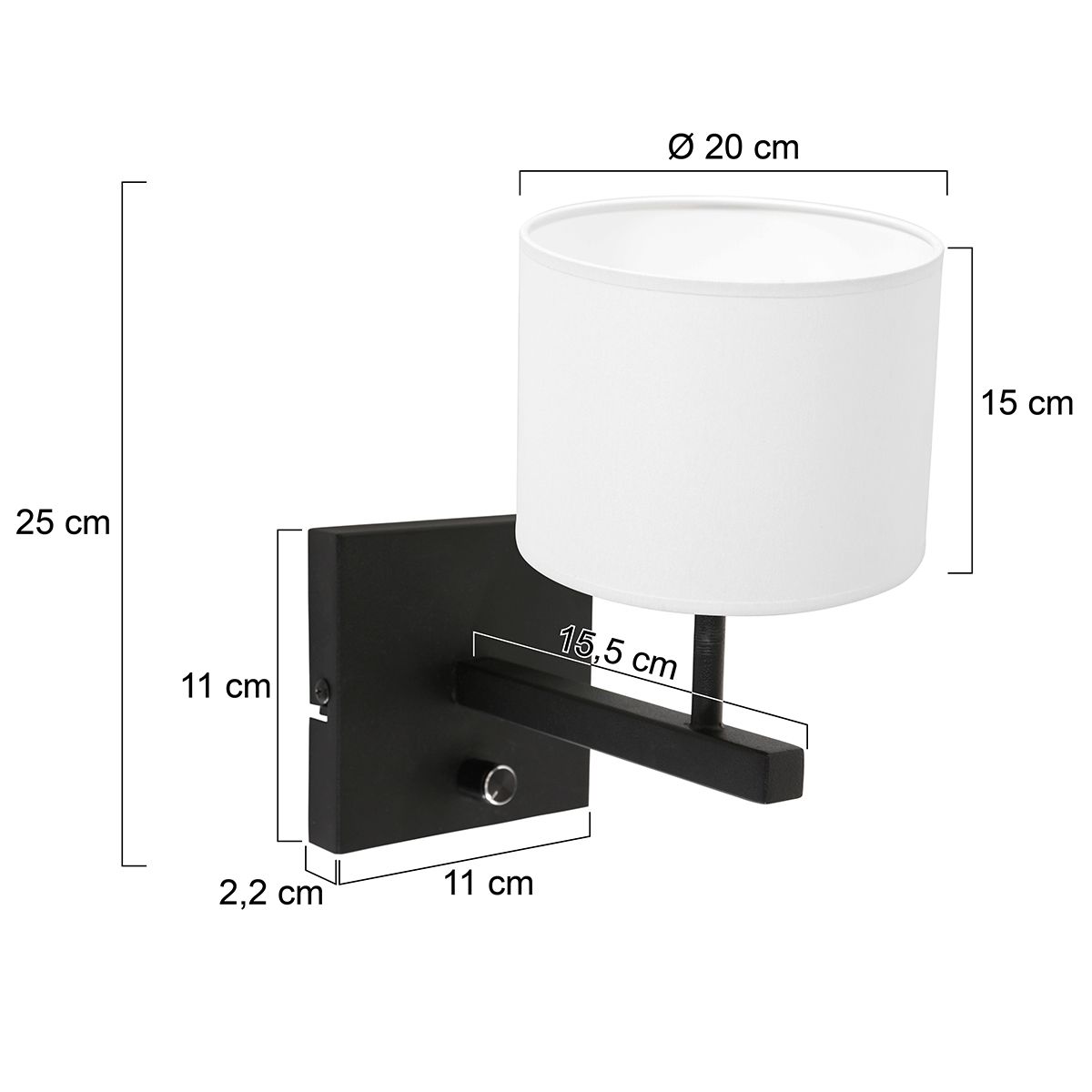 Lampe de table noire abat-jour blanc Steinhauer Stang – Image 6