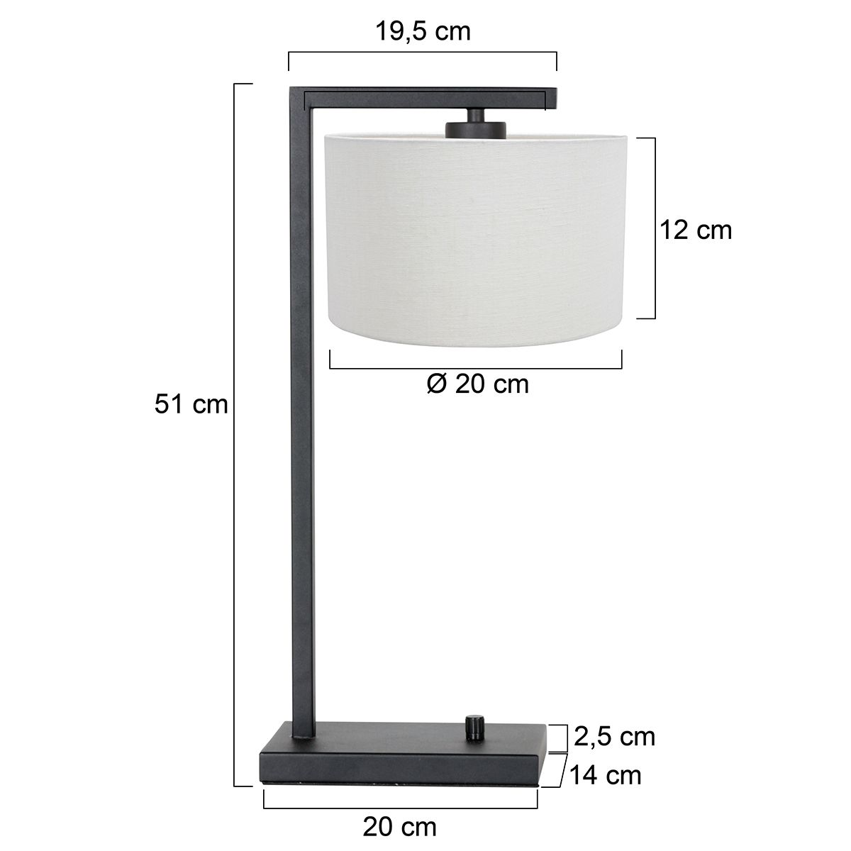 Lampe de table noire avec abat-jour crème Steinhauer Stang – Image 6