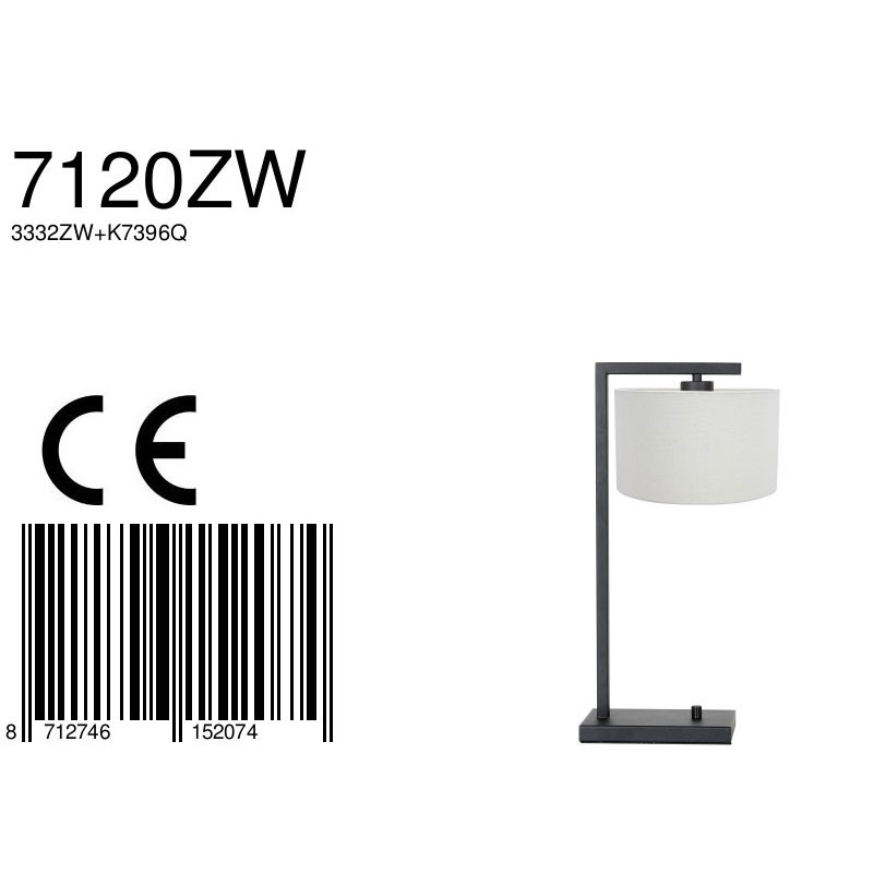 Lampe de table noire avec abat-jour crème Steinhauer Stang – Image 7