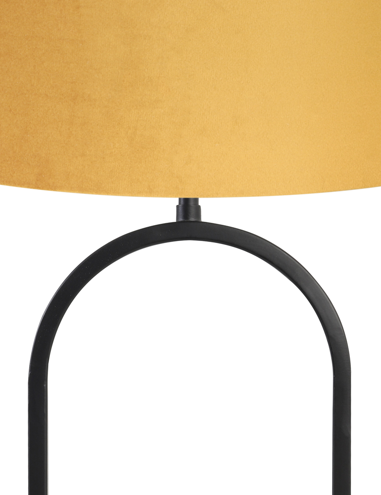 Lampe de table ovale noire abat-jour ocre doré Light & Living Jamiri – Image 2