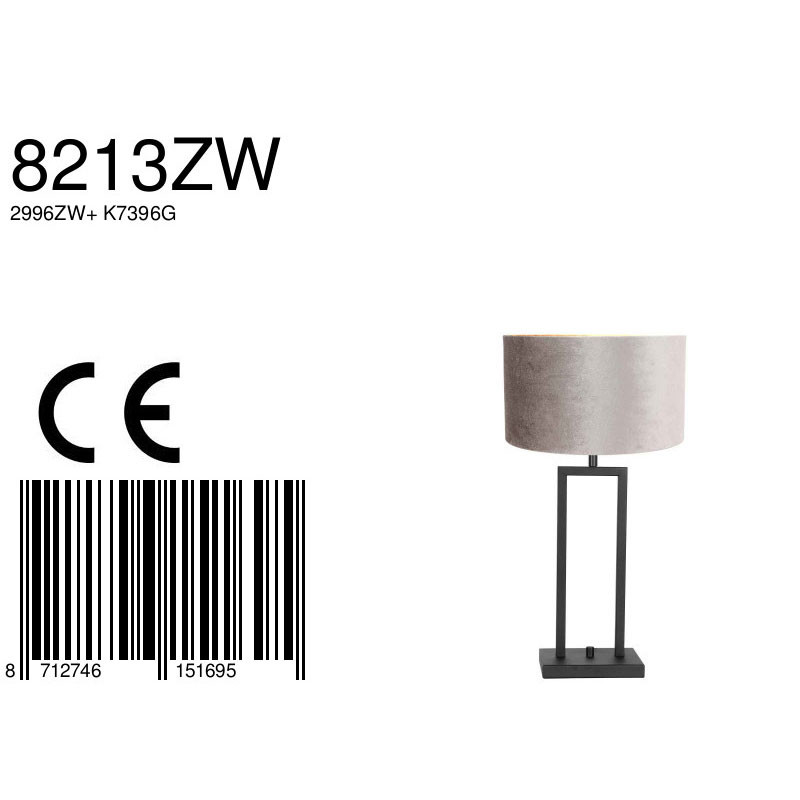 Lampe de table rectangulaire abat-jour argenté Steinhauer Stang noir – Image 7