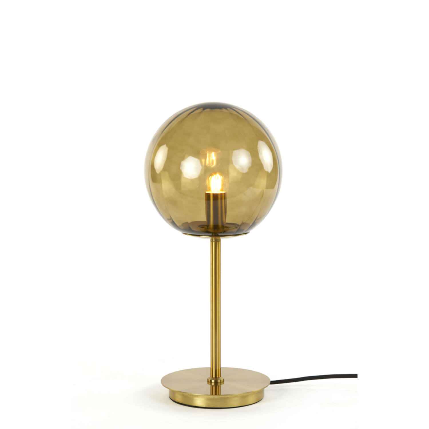 Lampe de table rétro dorée avec globe en verre fumé Light & Living Magdala – Image 5