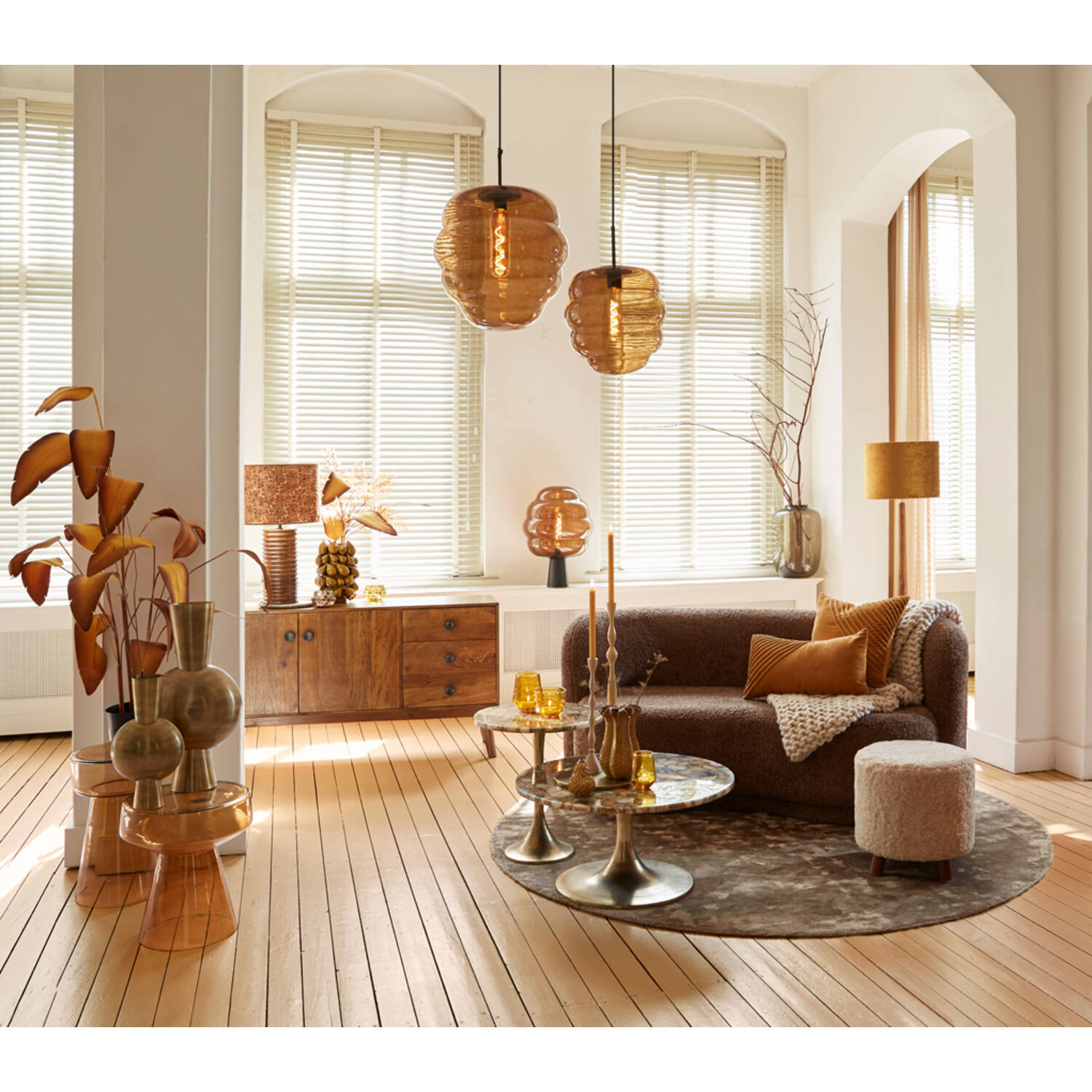 Lampe suspendue rétro dorée en forme de ruche Light & Living Misty – Image 3