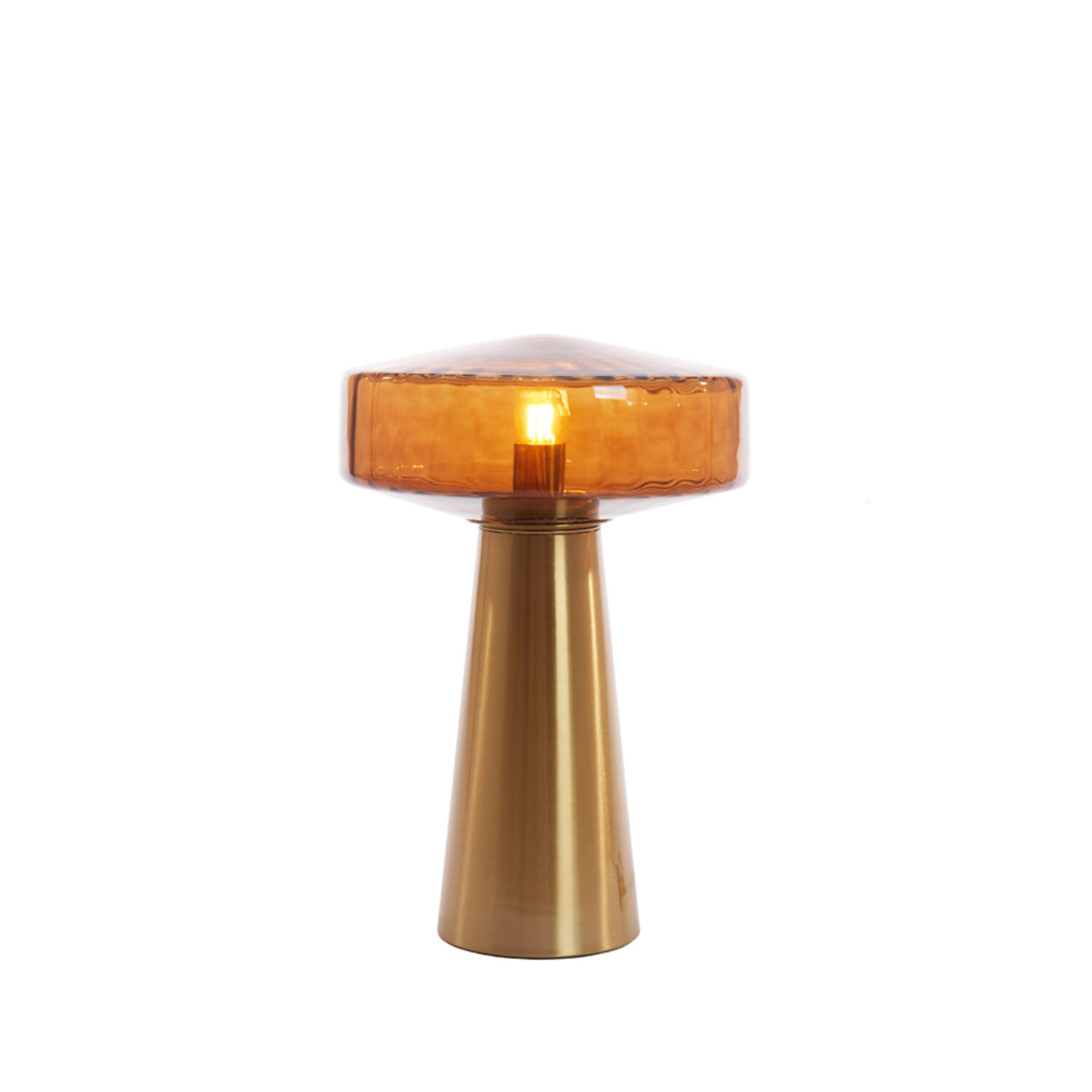 Lampe de table rétro dorée avec globe en verre marron Light & Living Pleat – Image 6