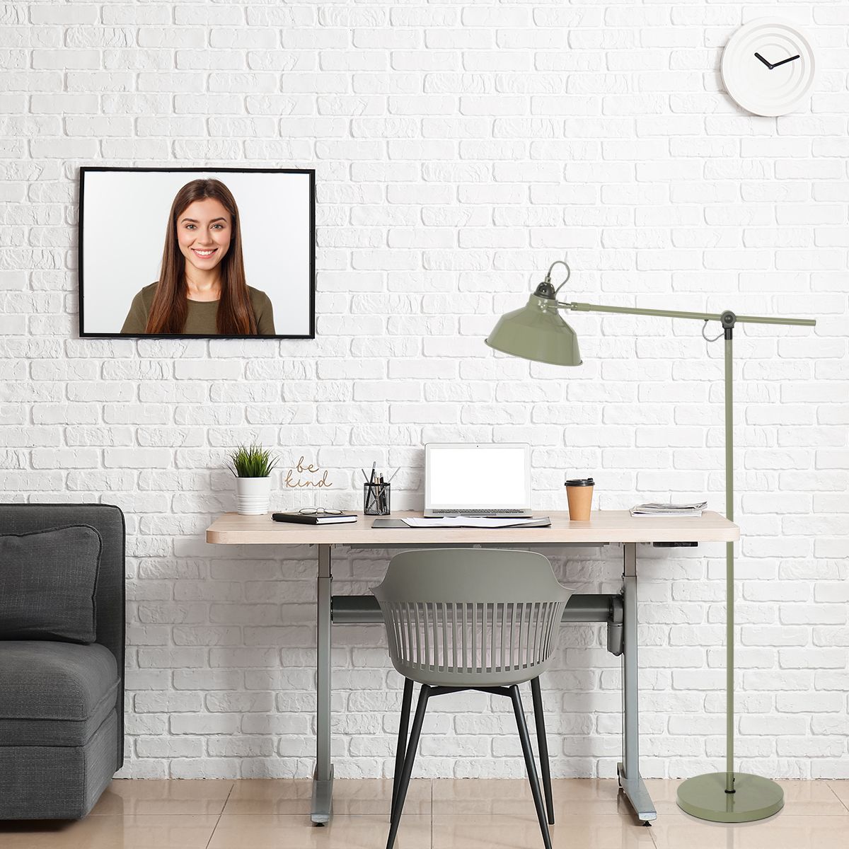 Lampadaire industriel en métal vert Mexlite Nove – Image 3