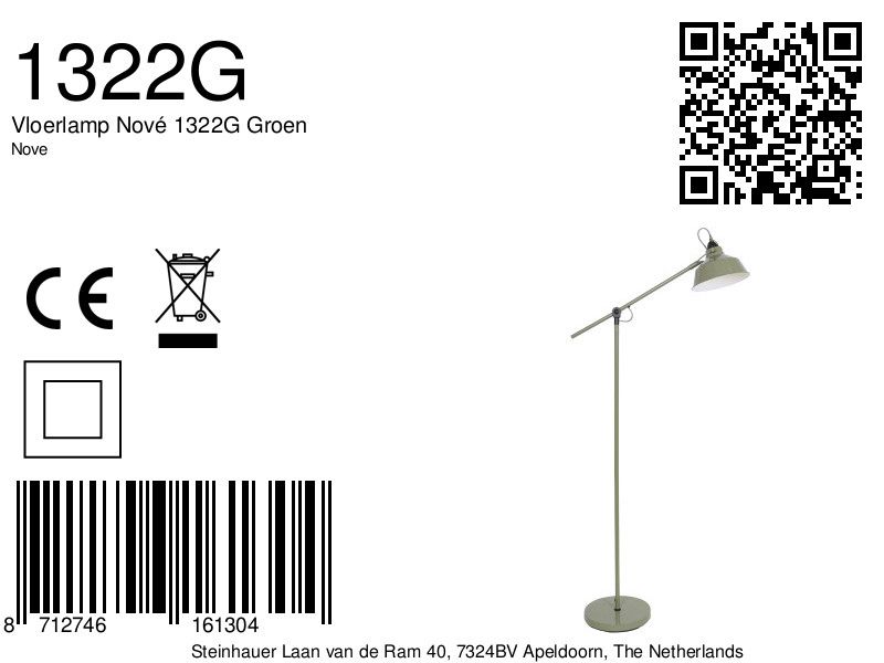 Lampadaire industriel en métal vert Mexlite Nove – Image 8