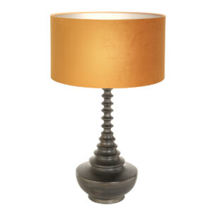 lampe-de-table-retro-noire-avec-abat-jour-orange-steinhauer-bois-noirantique-et-or-3759zw-2