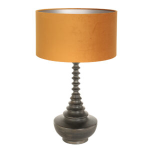 lampe-de-table-retro-noire-avec-abat-jour-orange-steinhauer-bois-noirantique-et-or-3759zw