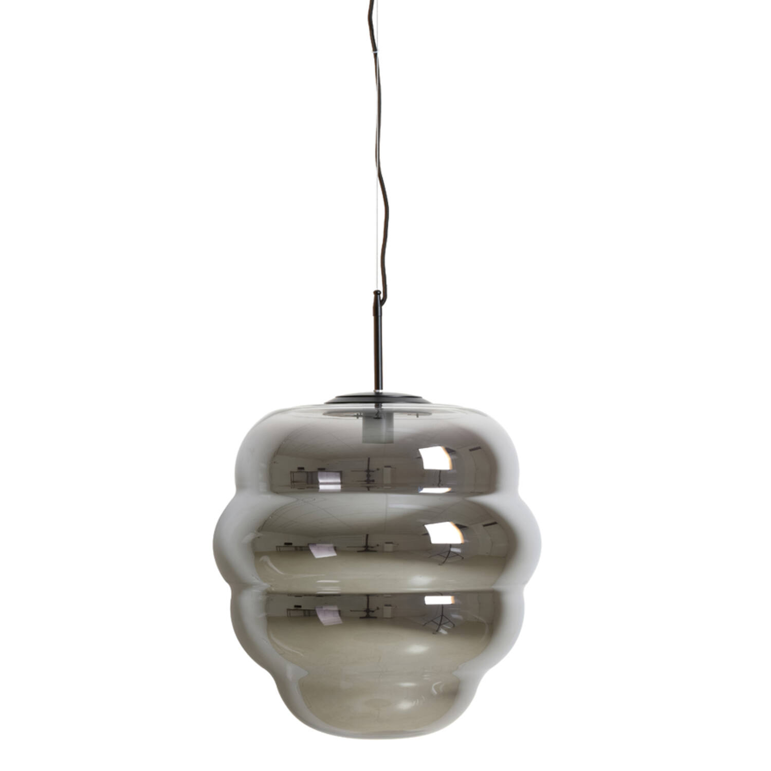 Lampe suspendue rétro en verre fumé argent Light & Living Misty – Image 2