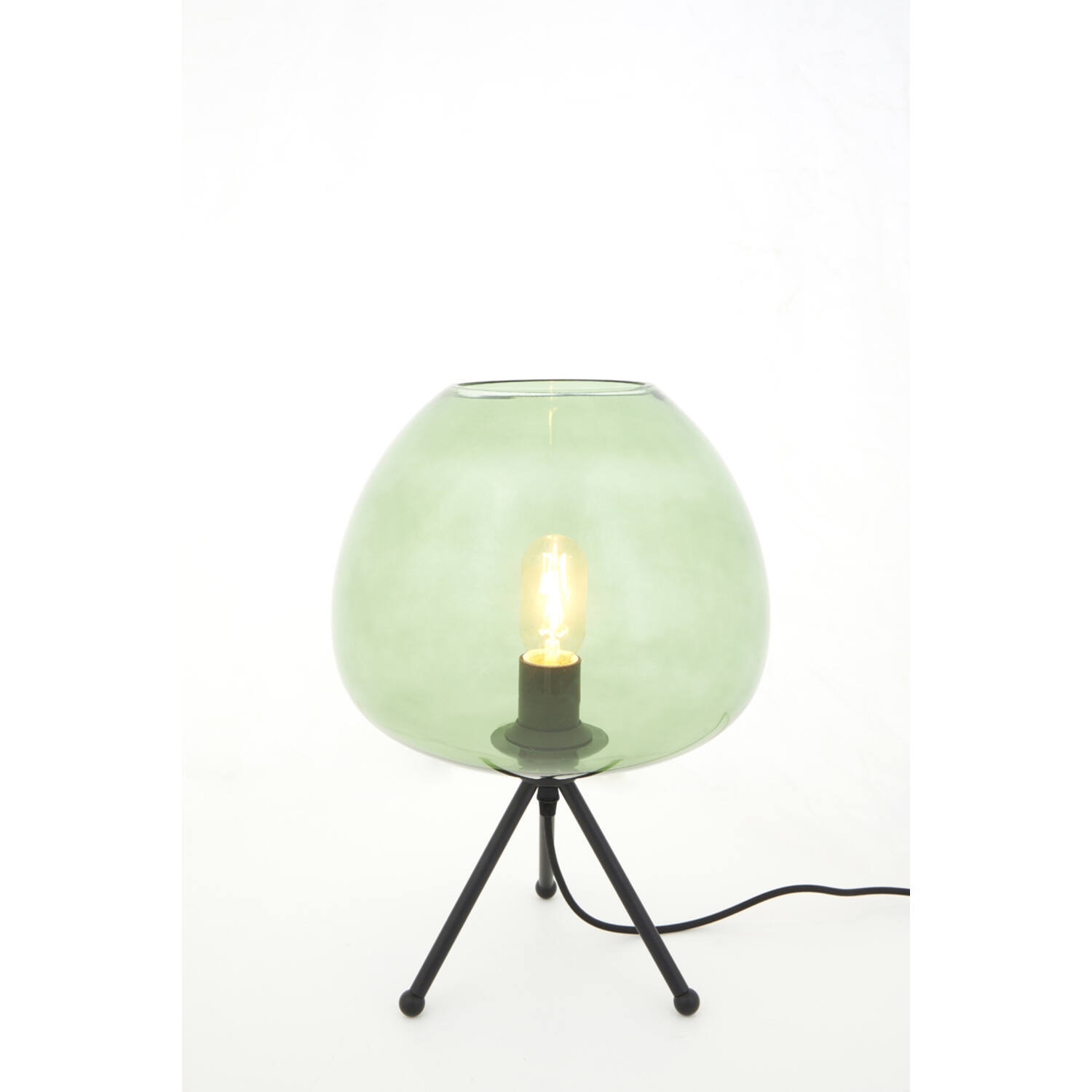 Lampe de table rétro noire avec verre fumé vert Light & Living Mayson – Image 3