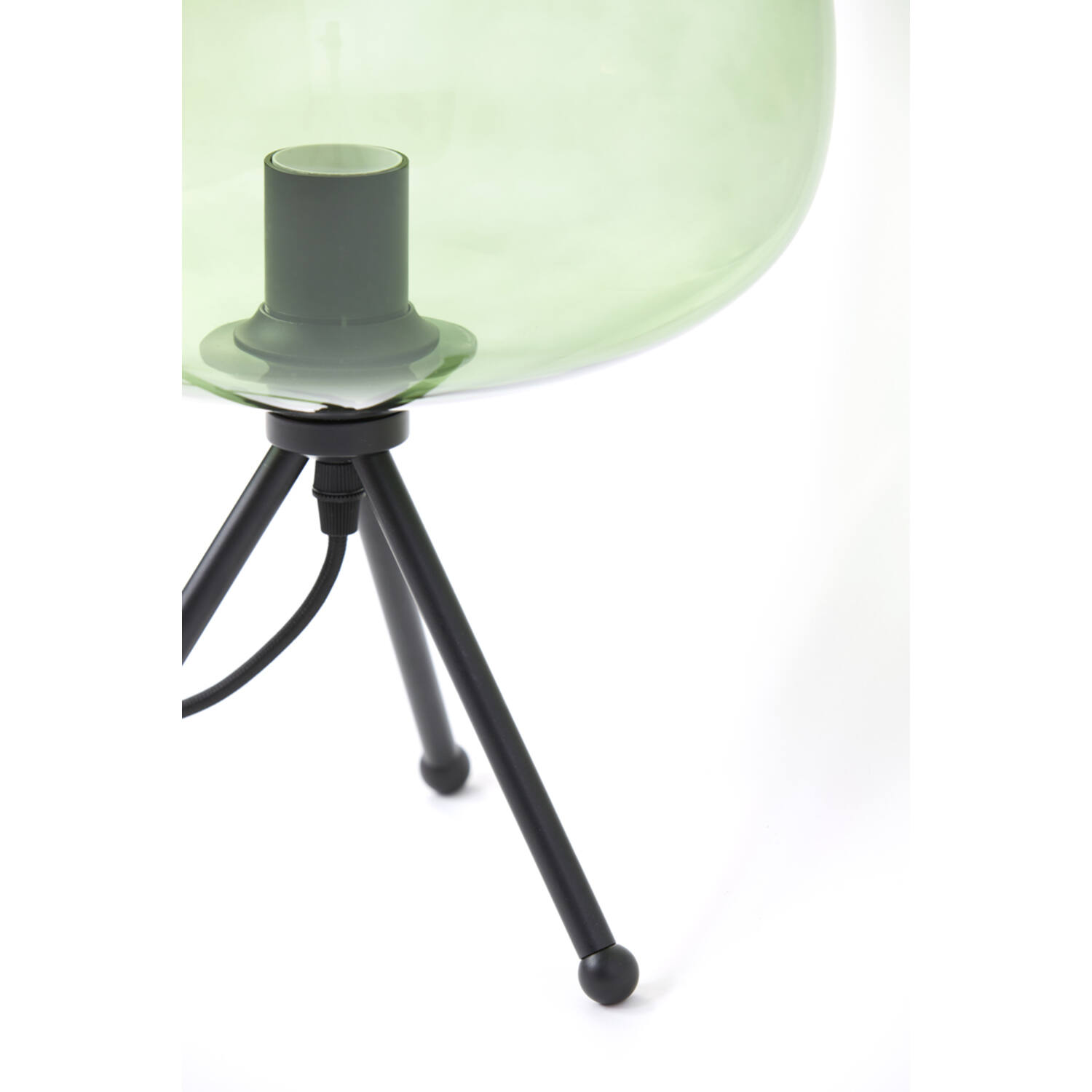 Lampe de table rétro noire avec verre fumé vert Light & Living Mayson – Image 6