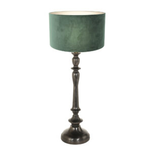 lampe-de-table-retro-verte-pied-noir-steinhauer-bois-noirantique-et-vert-3771zw-2