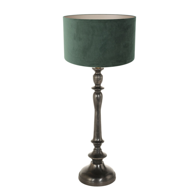 lampe-de-table-retro-verte-pied-noir-steinhauer-bois-noirantique-et-vert-3771zw