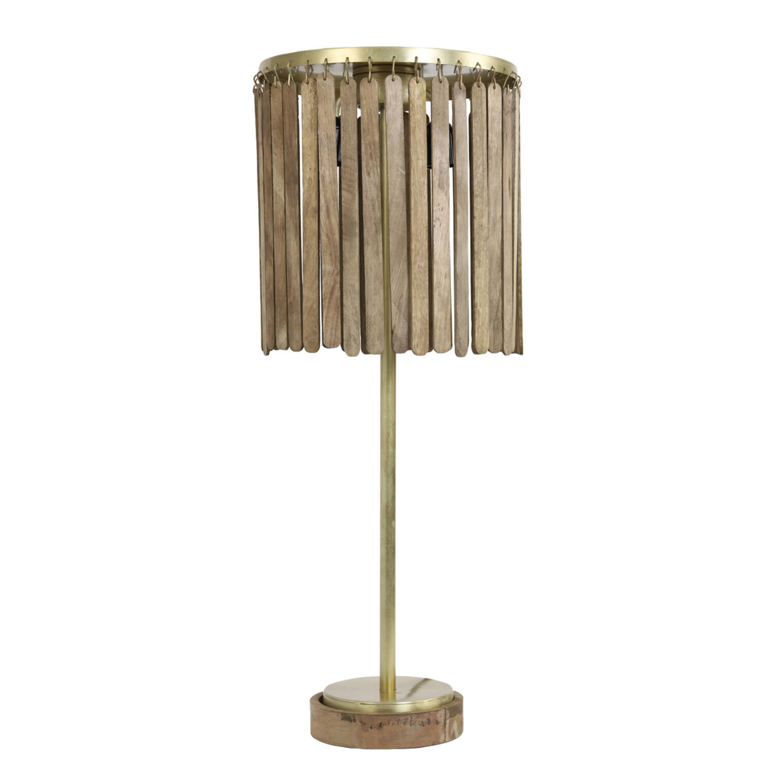 Lampe de table rustique dorée avec lamelles en bois Light & Living Gularo – Image 2