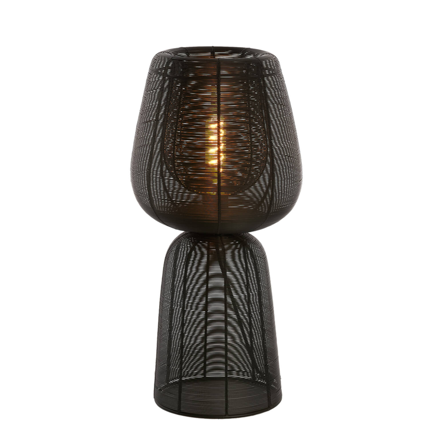 Lampe de table rustique noire à mailles fines Light & Living Aboso – Image 6