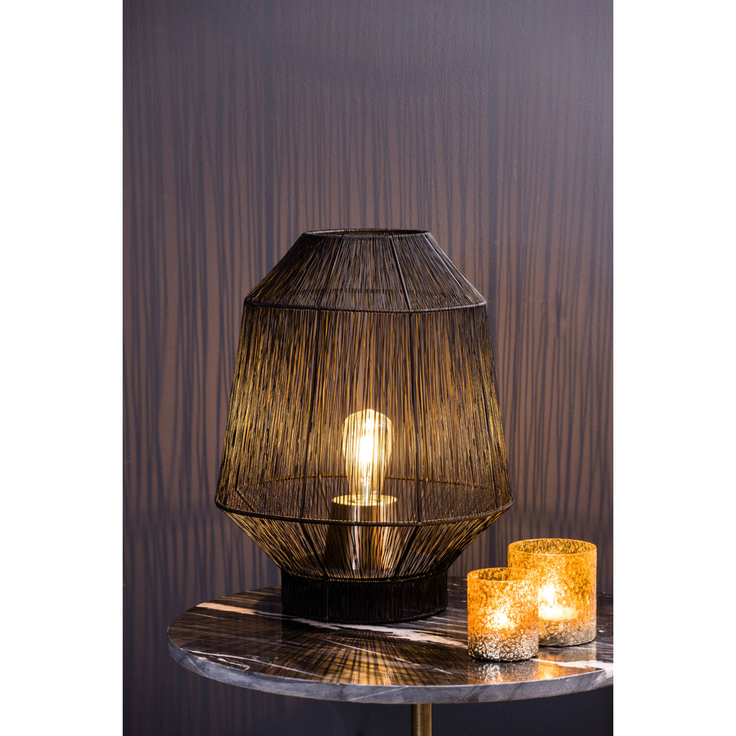 Lampe de table rustique noire et dorée Light & Living Vitora – Image 3