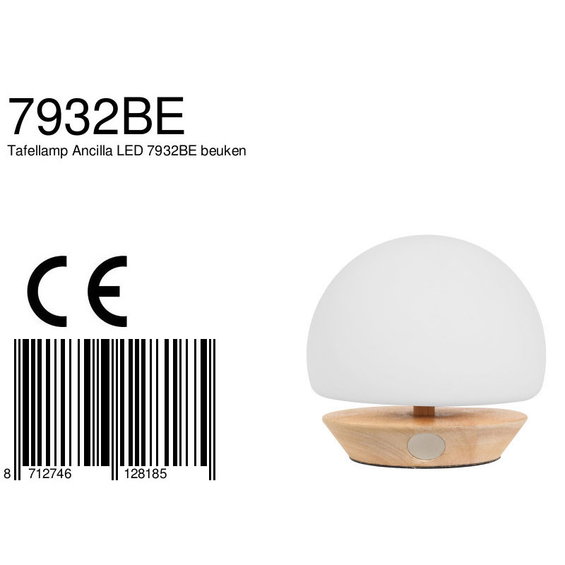 Lampe de table sphérique Steinhauer Ancilla bois et verre – Image 7