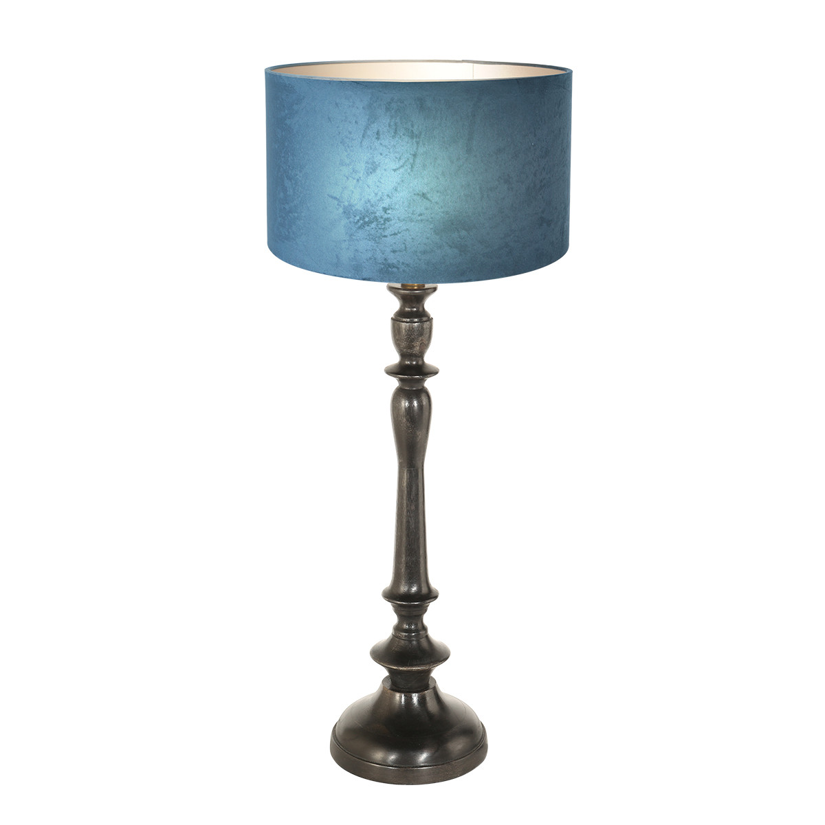 Lampe de table vintage bleue pied noir Steinhauer Bois noirantique et bleu – Image 2