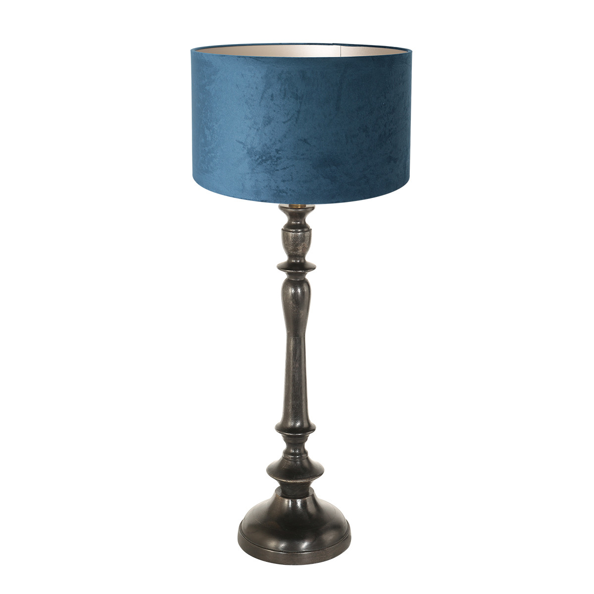 lampe-de-table-vintage-bleue-pied-noir-steinhauer-bois-noirantique-et-bleu-3772zw