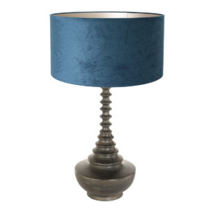 lampe-de-table-vintage-noire-avec-abat-jour-bleu-steinhauer-bois-noirantique-et-bleu-3763zw