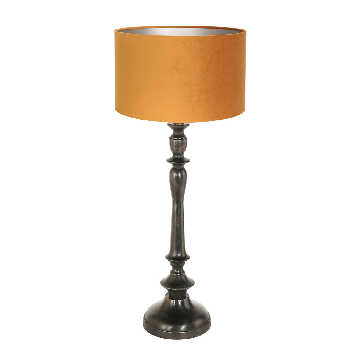 lampe-de-table-vintage-orange-pied-noir-steinhauer-bois-noirantique-et-or-3768zw