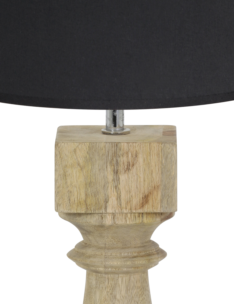 Lampe en bois abat-jour noir Light & Living Cumani – Image 2