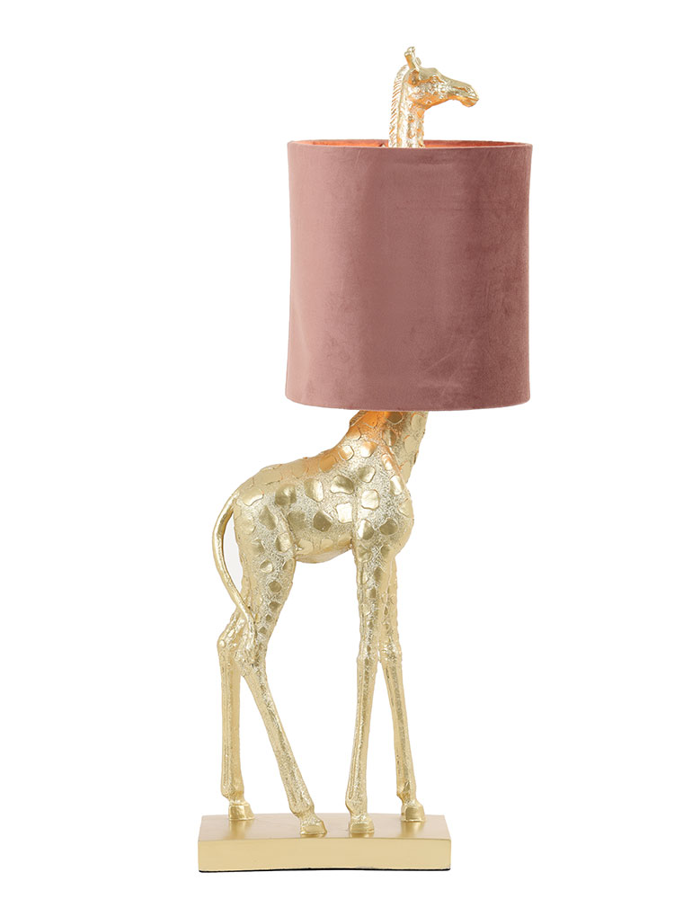 Lampe girafe dorée avec abat-jour Giraffe Light & Living or et rose – Image 4