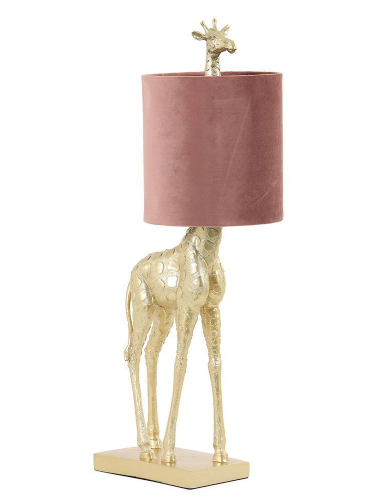 Lampe girafe dorée avec abat-jour Giraffe Light & Living or et rose – Image 5