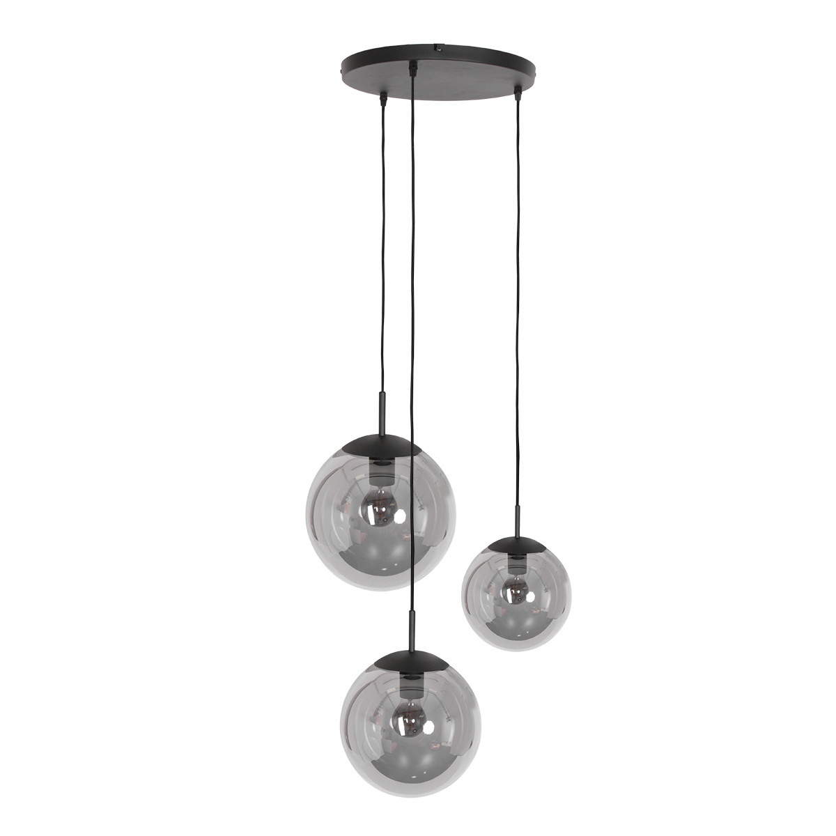 Lampe globe en verre fumé à trois lumières Steinhauer Bollique noir – Image 10