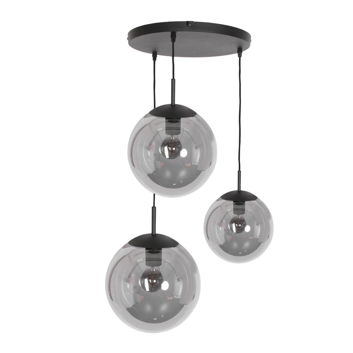 Lampe globe en verre fumé à trois lumières Steinhauer Bollique noir – Image 11