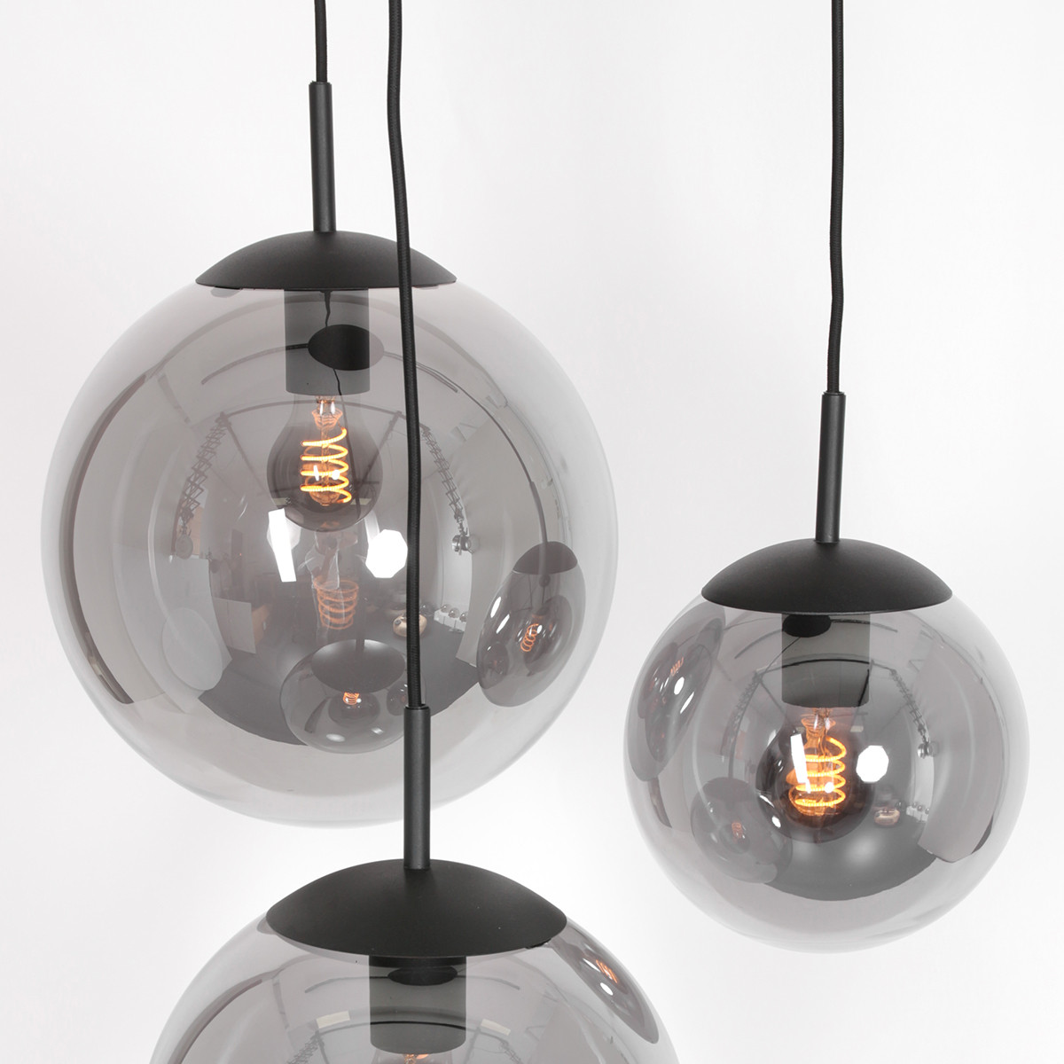 Lampe globe en verre fumé à trois lumières Steinhauer Bollique noir – Image 5