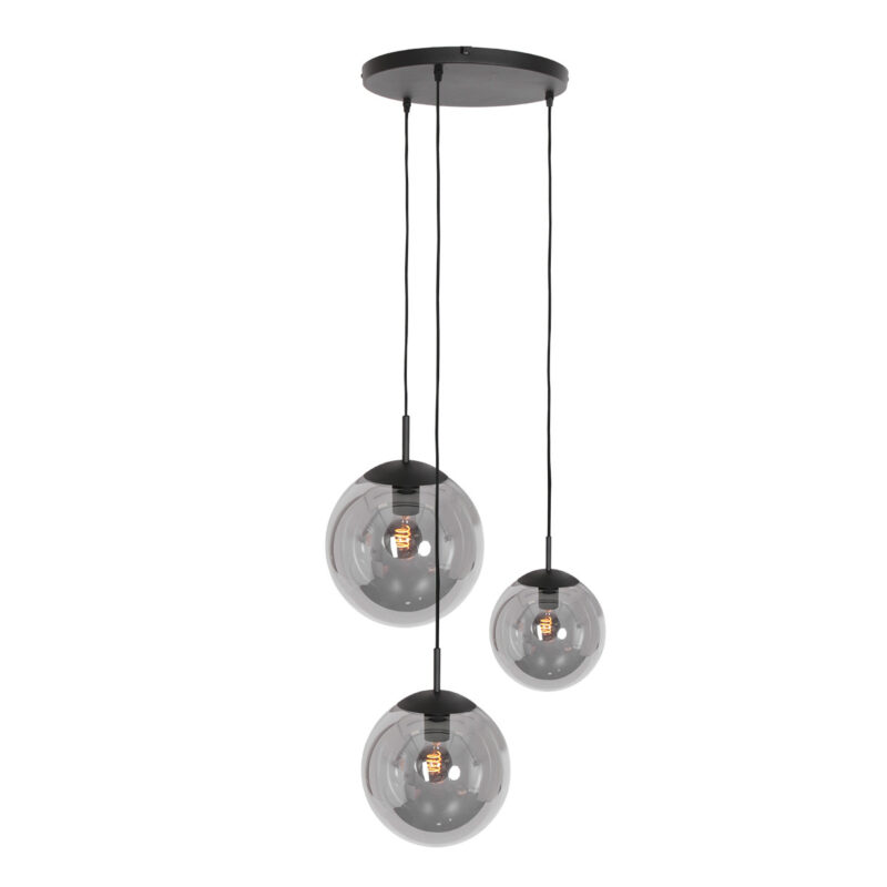 lampe-globe-en-verre-fume-a-trois-lumieres-steinhauer-bollique-noir-3123zw