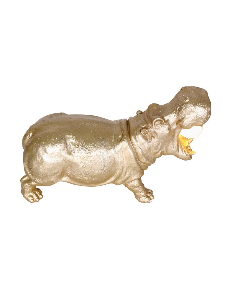 Lampe hippopotame à poser Hippo Light & Living couleur or – Image 2