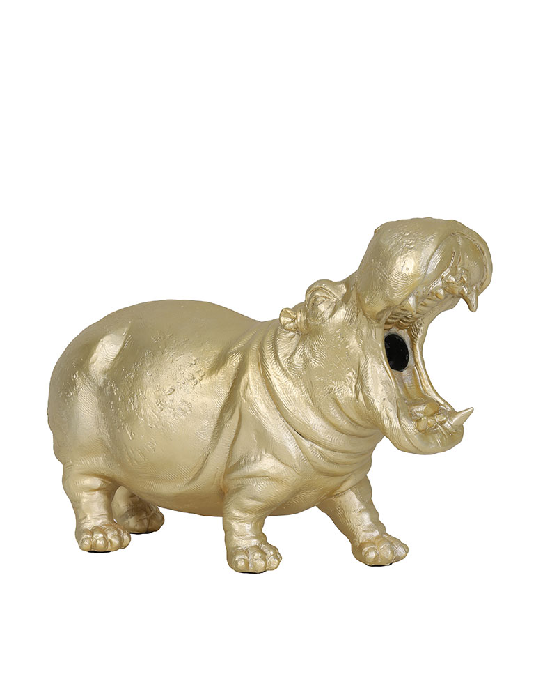 Lampe hippopotame à poser Hippo Light & Living couleur or – Image 3