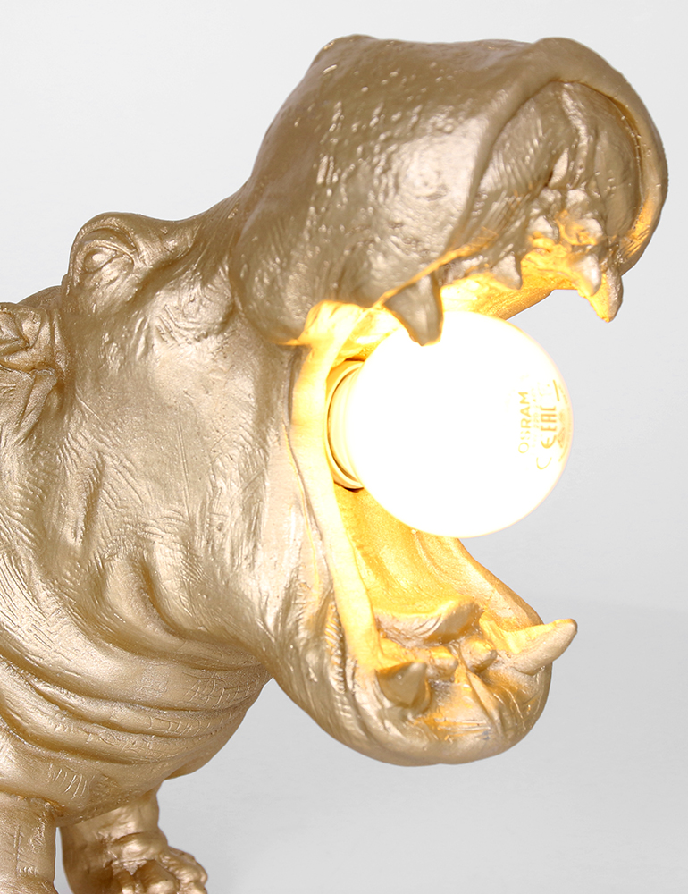 Lampe hippopotame à poser Hippo Light & Living couleur or – Image 4