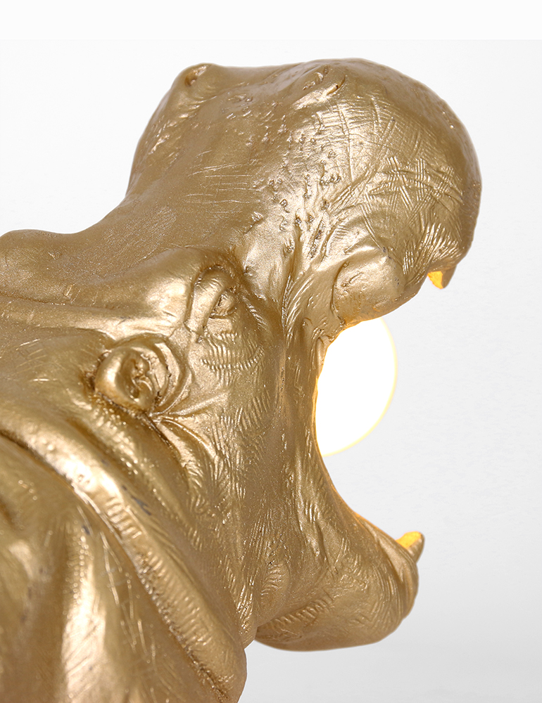 Lampe hippopotame à poser Hippo Light & Living couleur or – Image 5