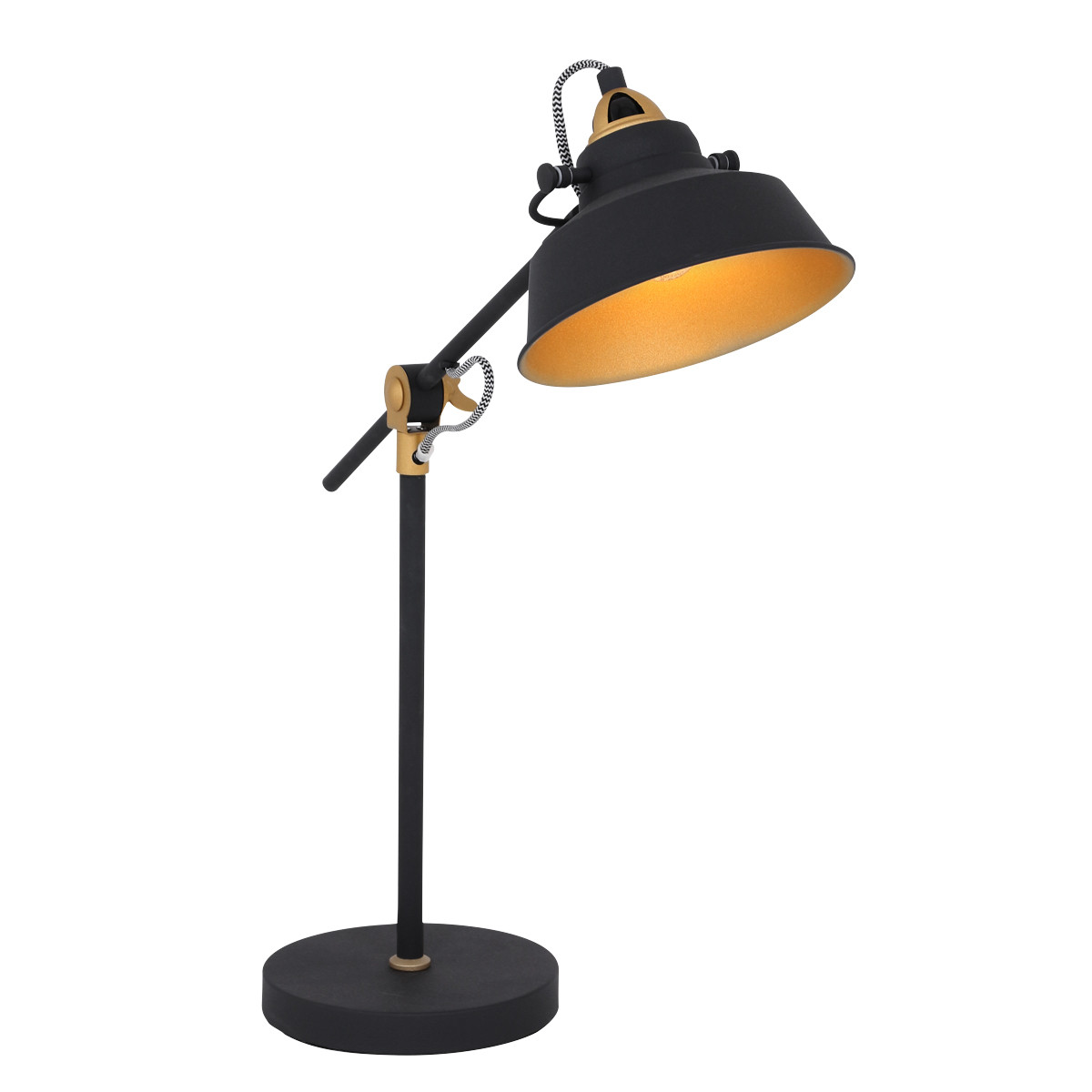 Lampe de table industrielle noire en métal Mexlite Nove – Image 2