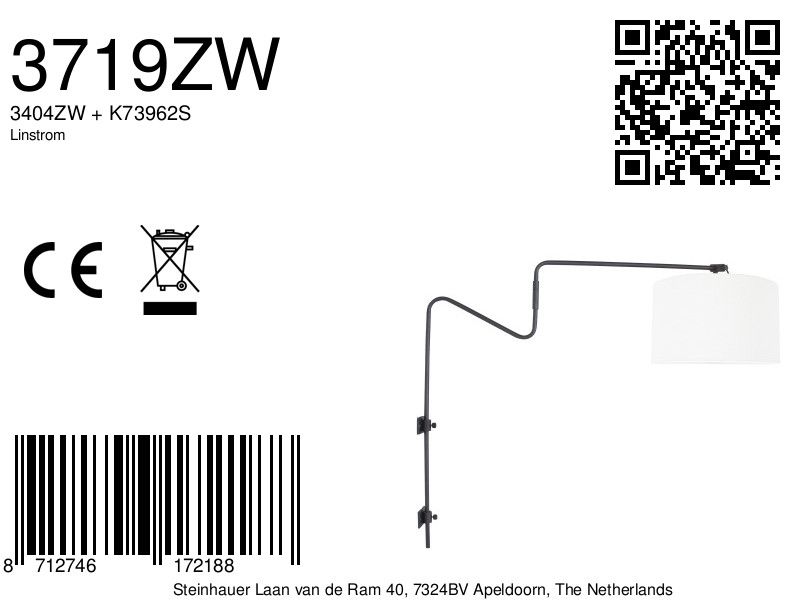 Lampe originale blanc et acier Steinhauer Linstrøm opaque et noir – Image 7