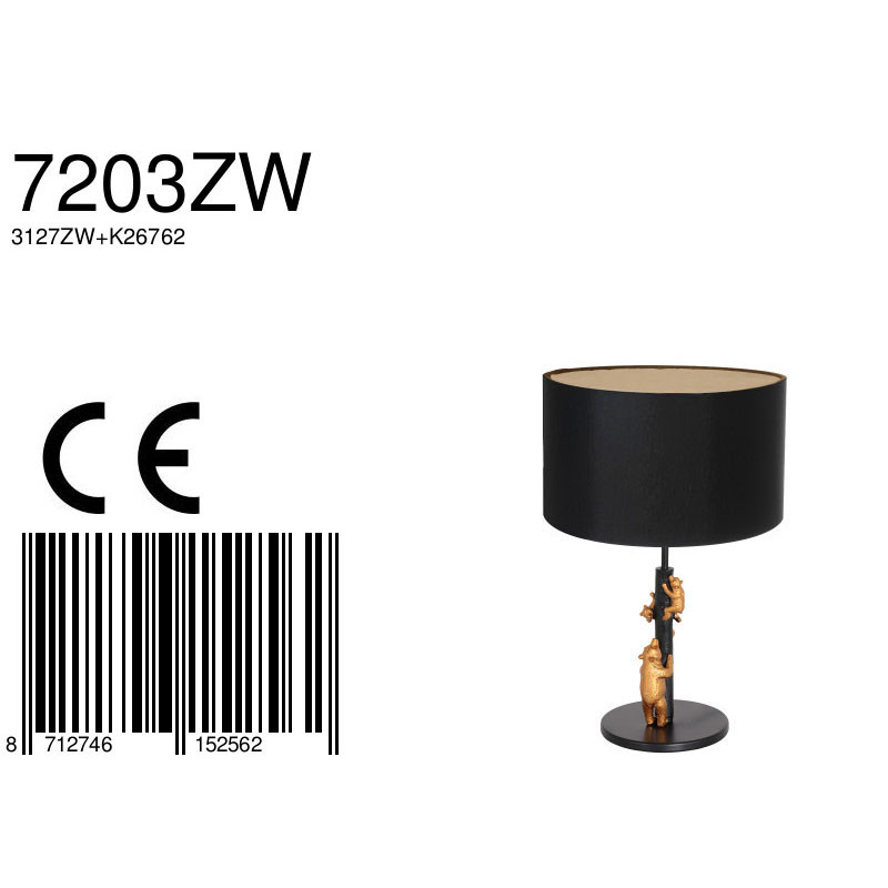 Lampe ours noir et or Anne Light & Home – Image 7