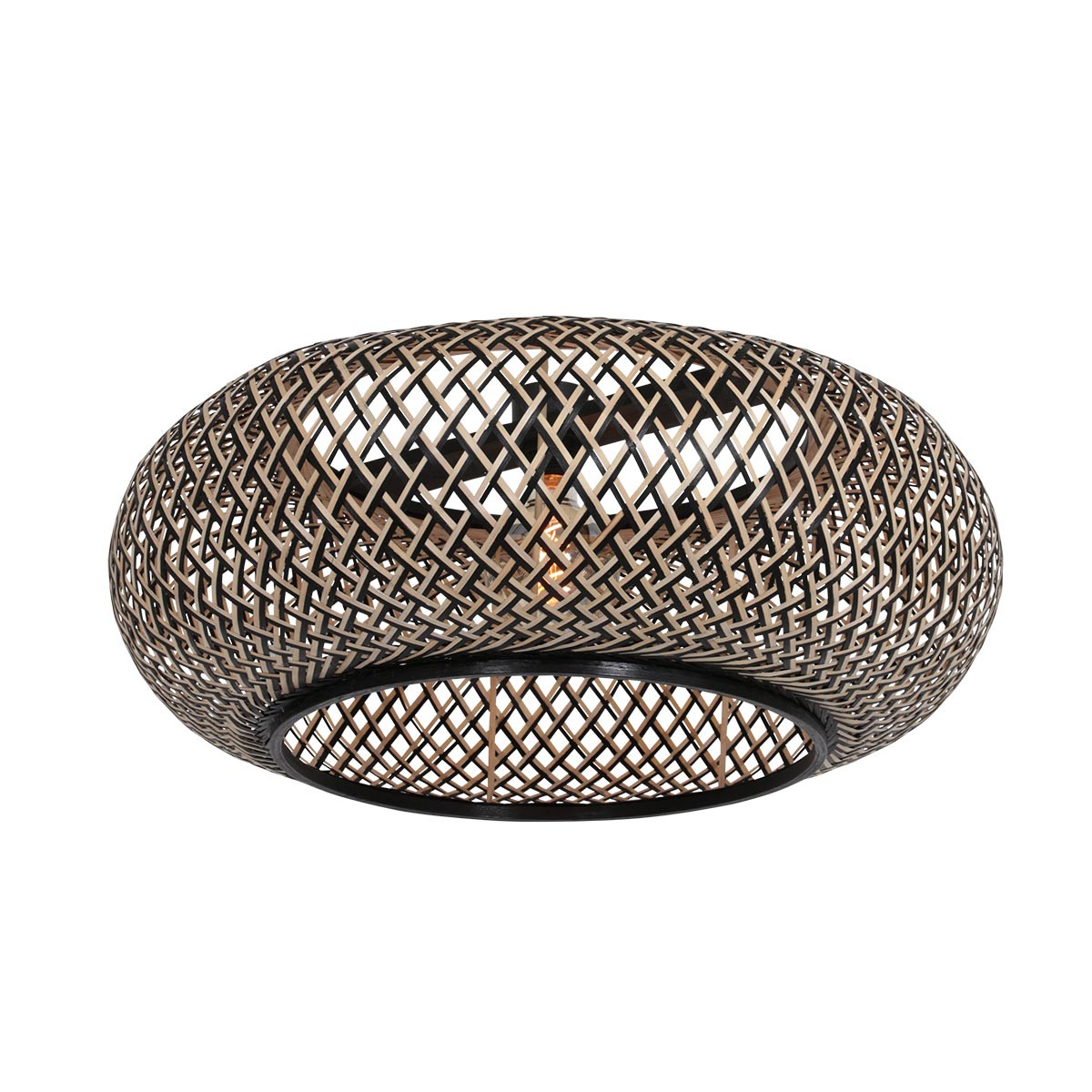 Lampe ronde avec abat-jour tressé Steinhauer Sparkled light hêtre et noir – Image 5